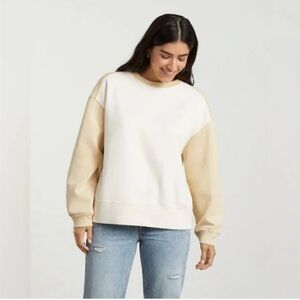Everlane Track Oversized Crew, Organic Cotton Sweatshirt, XS, Cream & Beige